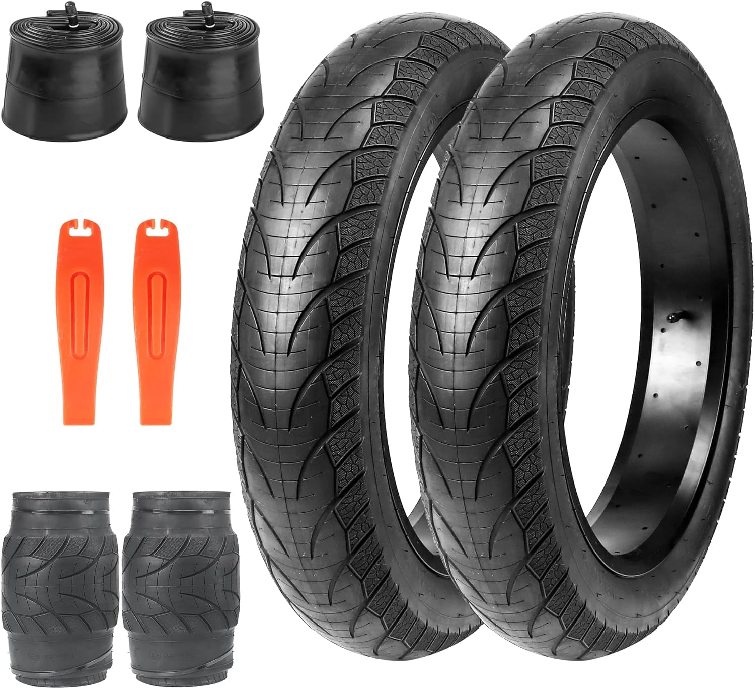 Fat Tire for Ebike Mountain Snow Bike Heavy Duty High-Performance Wear-Resistant Tire 20"/26" X 4",Black/Brown/White,1/2 Tires Tubes 2 Levers