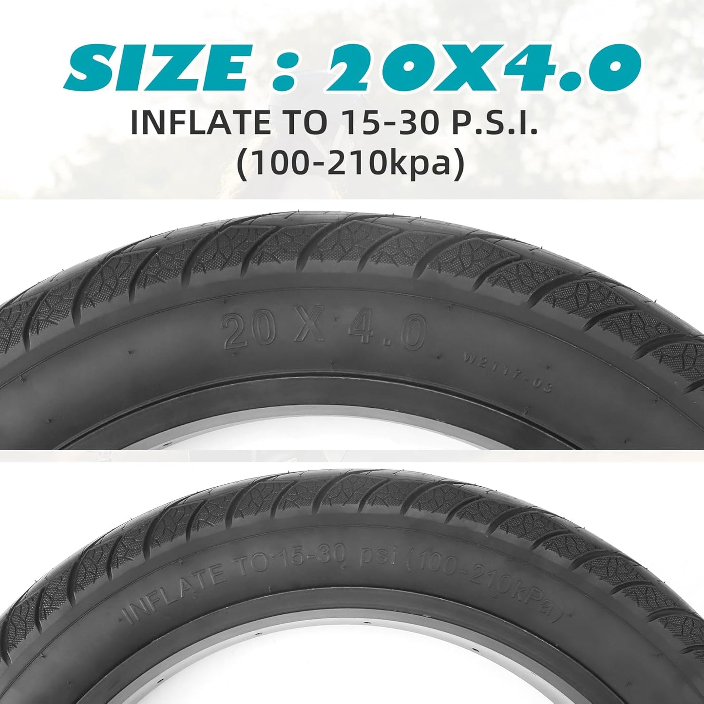 Fat Tire for Ebike Mountain Snow Bike Heavy Duty High-Performance Wear-Resistant Tire 20"/26" X 4",Black/Brown/White,1/2 Tires Tubes 2 Levers