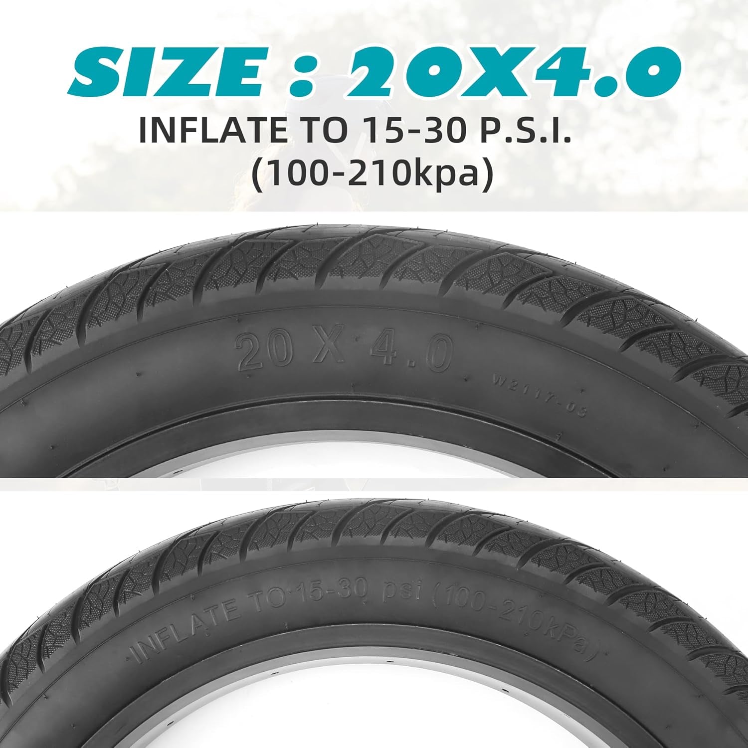 Fat Tire for Ebike Mountain Snow Bike Heavy Duty High-Performance Wear-Resistant Tire 20"/26" X 4",Black/Brown/White,1/2 Tires Tubes 2 Levers