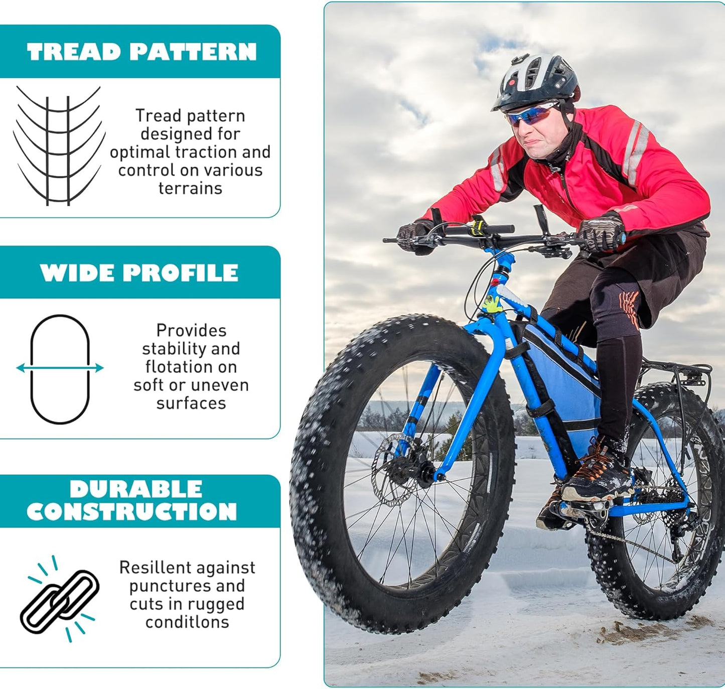 Fat Tire for Ebike Mountain Snow Bike Heavy Duty High-Performance Wear-Resistant Tire 20"/26" X 4",Black/Brown/White,1/2 Tires Tubes 2 Levers