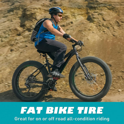 Fat Tire for Ebike Mountain Snow Bike Heavy Duty High-Performance Wear-Resistant Tire 20"/26" X 4"，Black/Brown/White，1/2 Tires Tubes 2 Levers