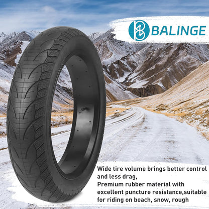 Fat Tire for Ebike Mountain Snow Bike Heavy Duty High-Performance Wear-Resistant Tire 20"/26" X 4"，Black/Brown/White，1/2 Tires Tubes 2 Levers
